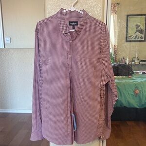 Express Men's Burgundy Checkered Button Down Shirt